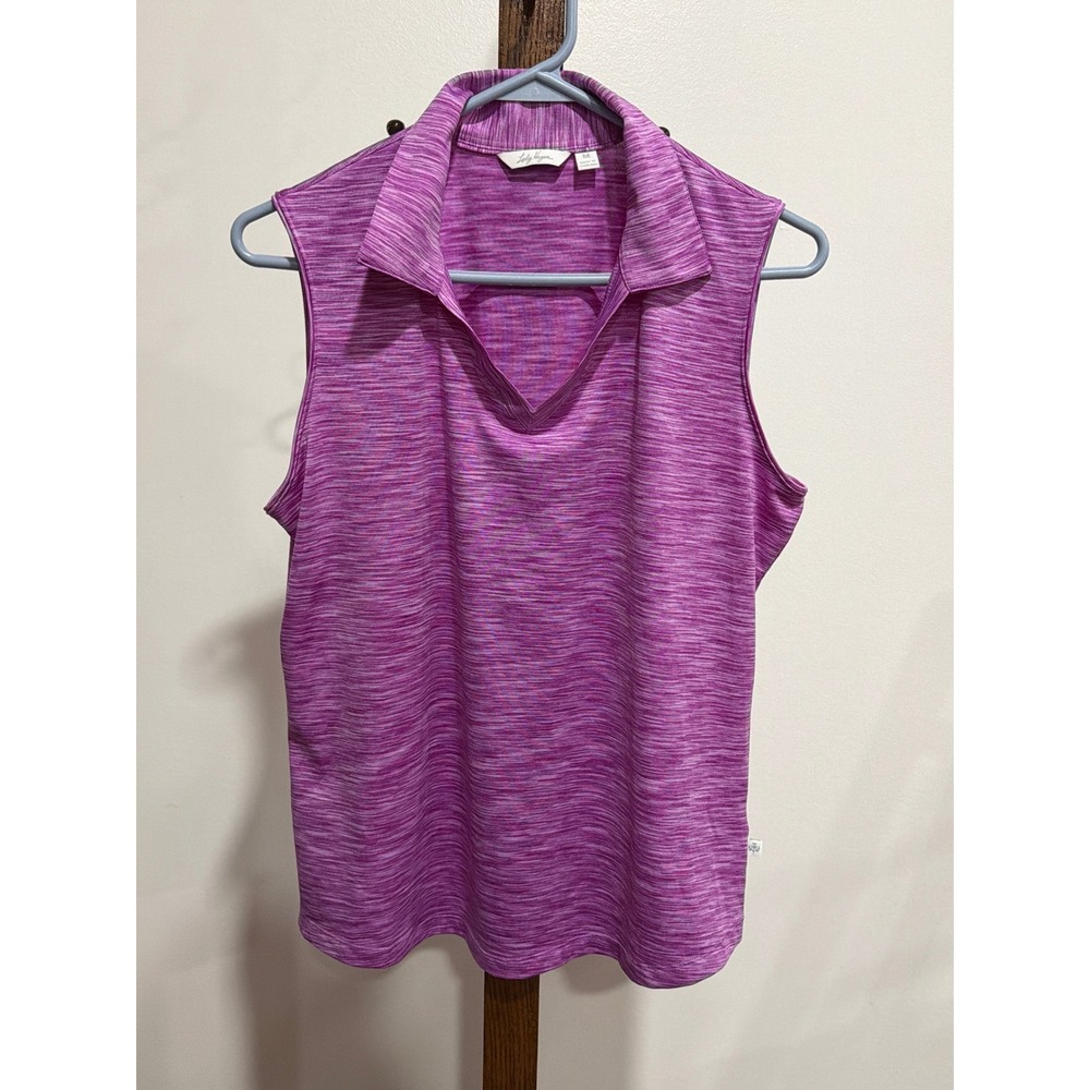 Lady Hagen Womens Purple Space Dye Sleeveless Golf Polo Shirt M Melange Gym Club